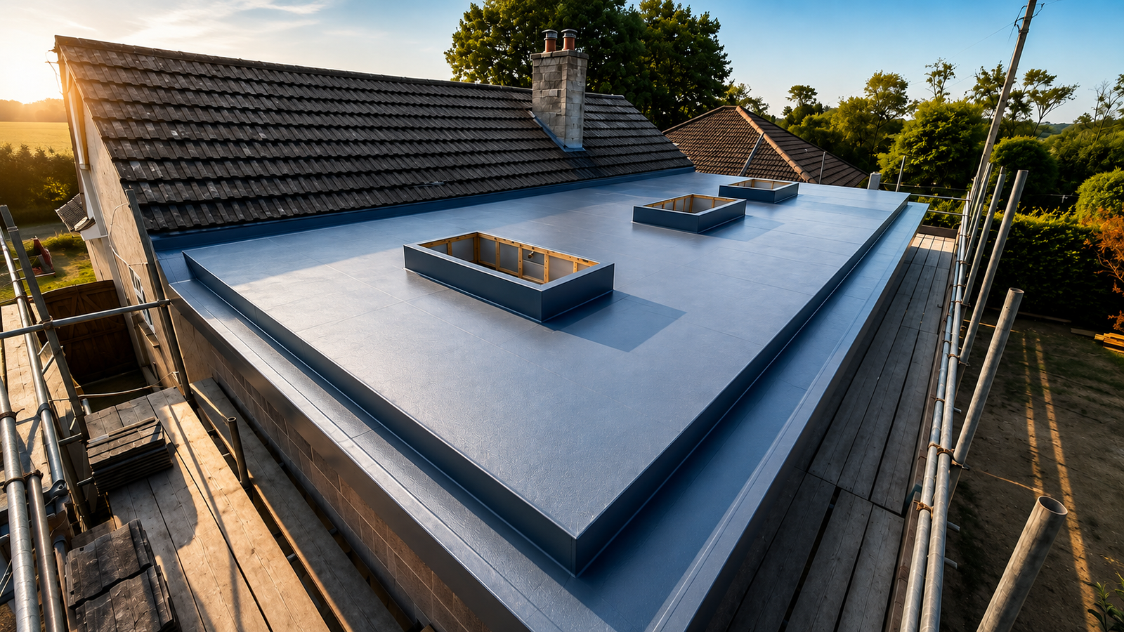 Completed flat roof extension in Tincleton